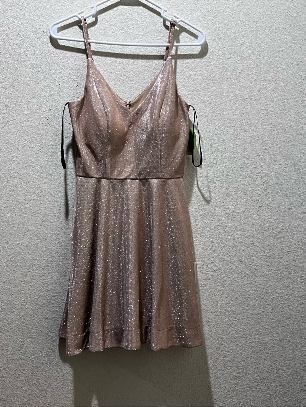 Windsor Metallic Rose Gold Sparkle Mini Dress